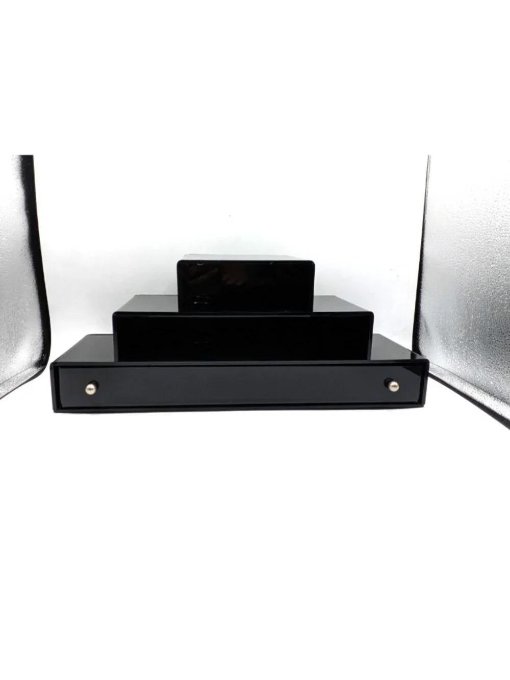 Black Lacquer Dresser Valet Desk Organizer with One Drawer Jewelry Trinket 15